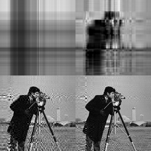 Re-Synthesized Image Using First 1, 5, 50, 100 Eigenvalues